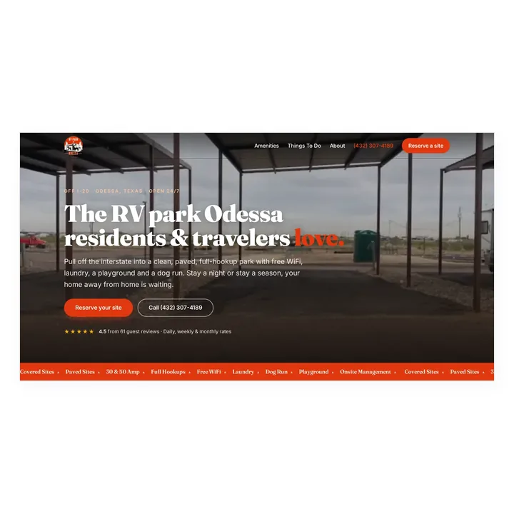 RV Park of Odessa website home page