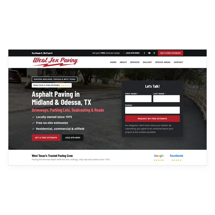 West Tex Paving website home page